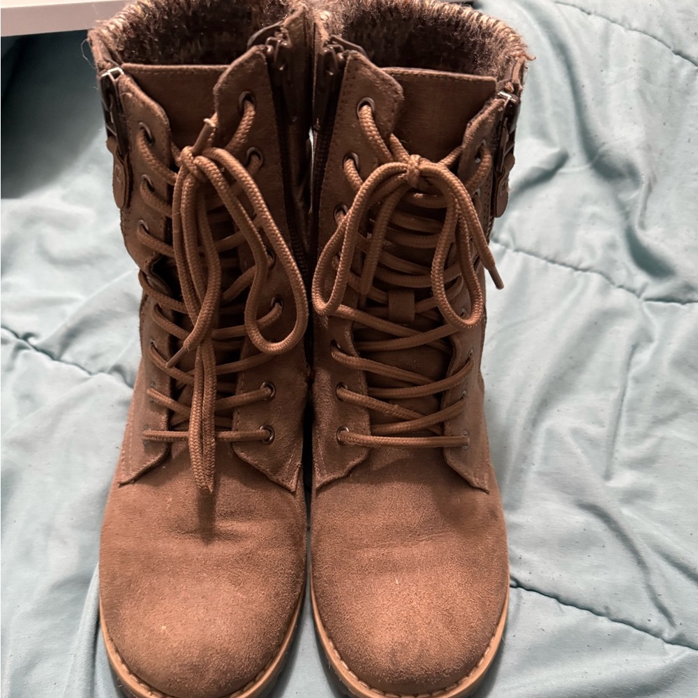 Brown Lace-Up Ankle Boots